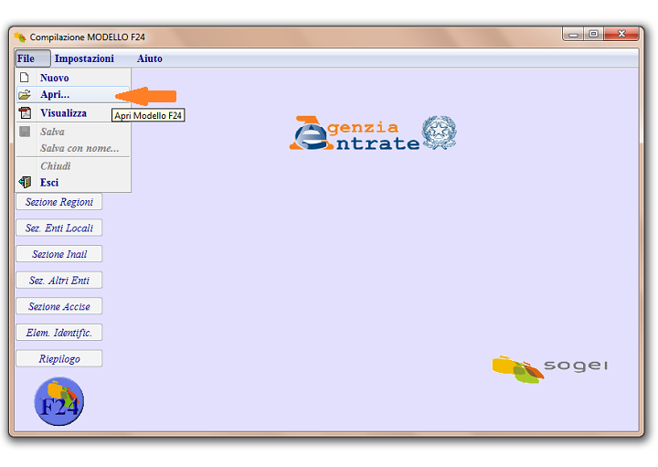 Apri il file con F24 On Line