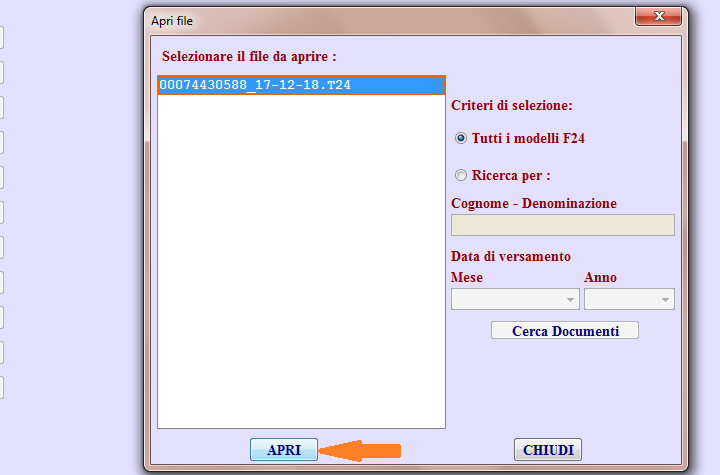 Apri il file con F24 On Line