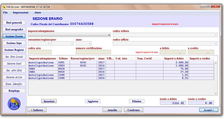 Visualizza il contenuto del file telematico